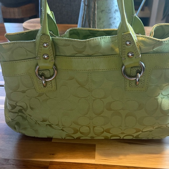 Coach Lime Green Signature Shoulder Bag - Picture 6 of 16